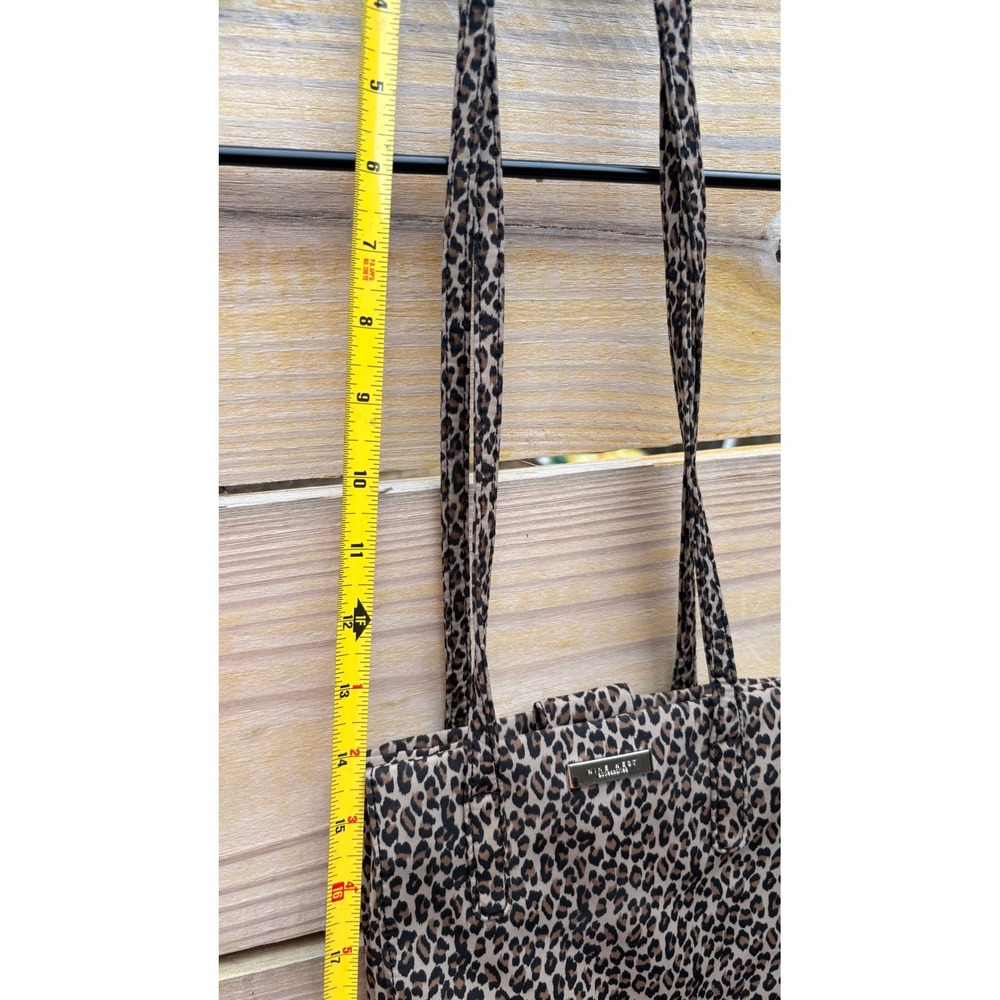 Nine West Leopard Print Tote Bag Small Shoulder Bag Brown Black Animal Print - Picture 7 of 9